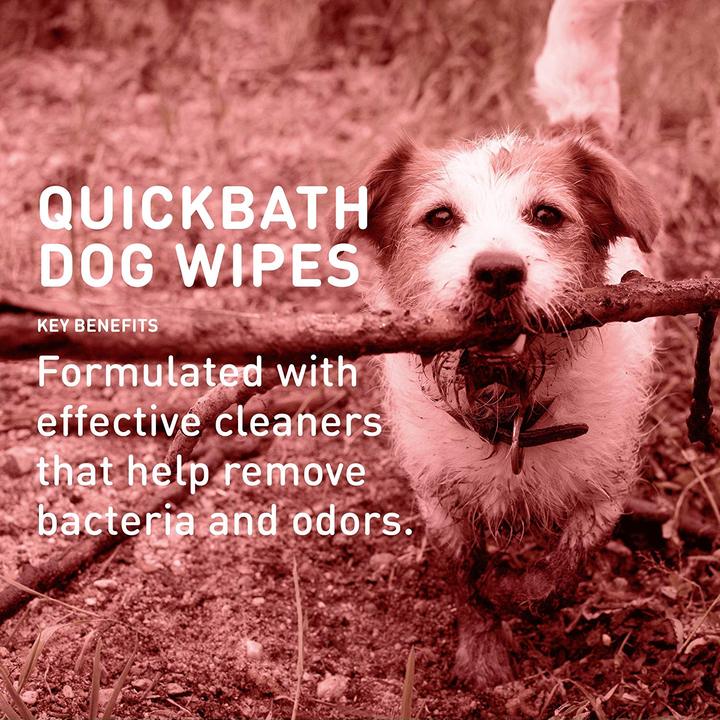 QuickBath Dog Towelettes Removes Odor Bacteria Large Dog 10ct