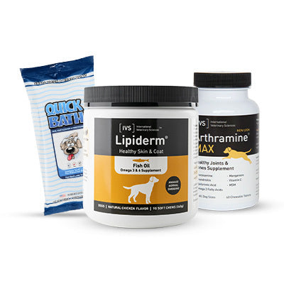 Lipiderm® Soft Chews and Arthramine® Max + Quick Bath® Large dog wipes data-image-id=